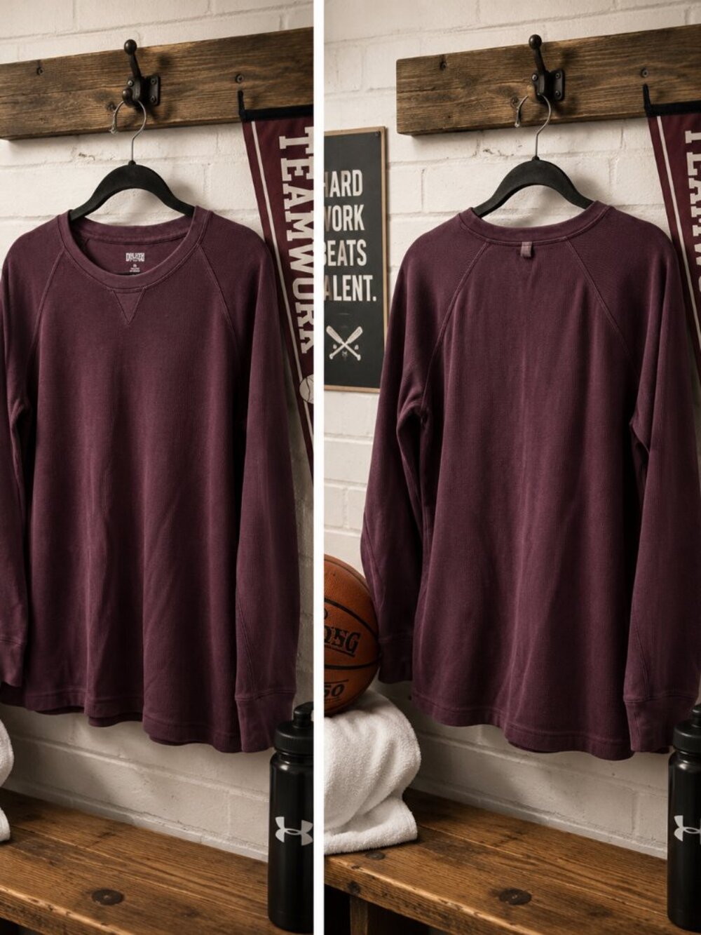 Duluth Trading Co Burgundy Cotton Long Sleeve Pullover